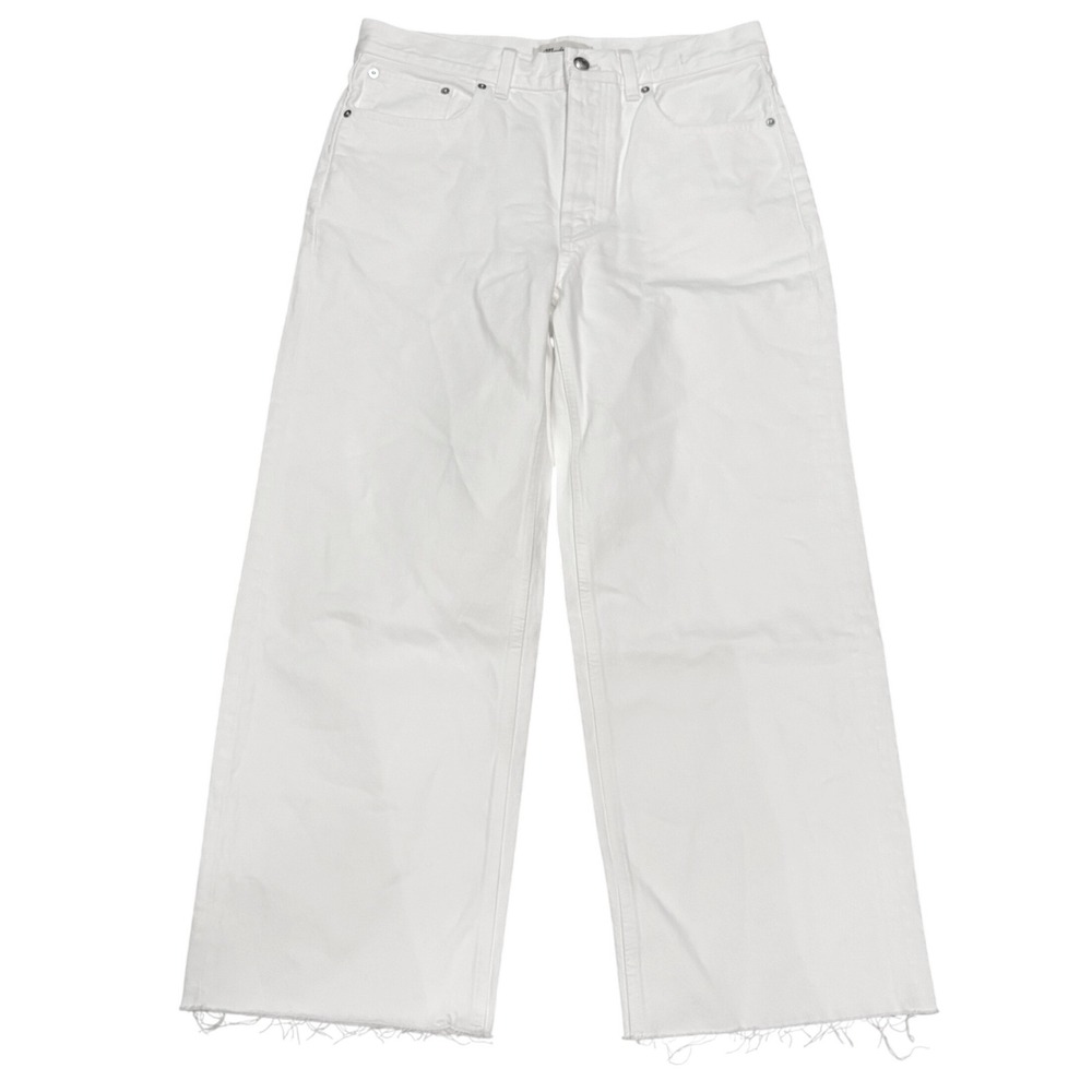 Madewell Crop Jeans Womens 26 White Low Slung Baggy Denim Raw Hem Button Fly NWT - Picture 2 of 9